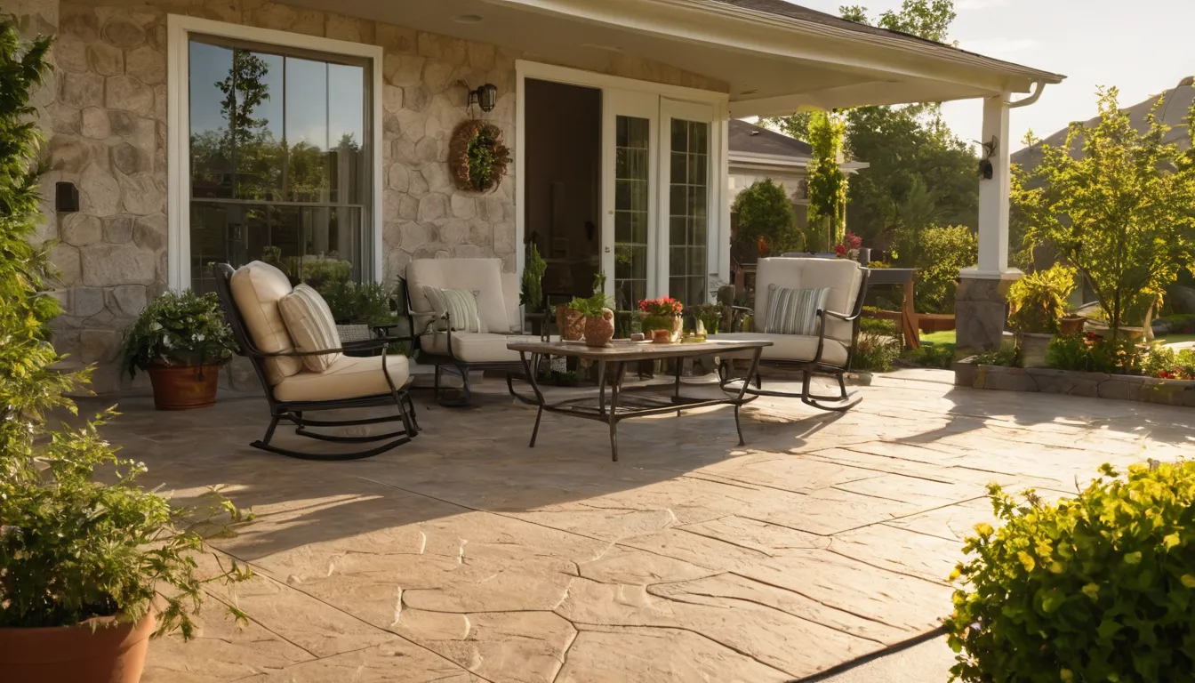 A stamped concrete patio behind a home in the Lebanon area